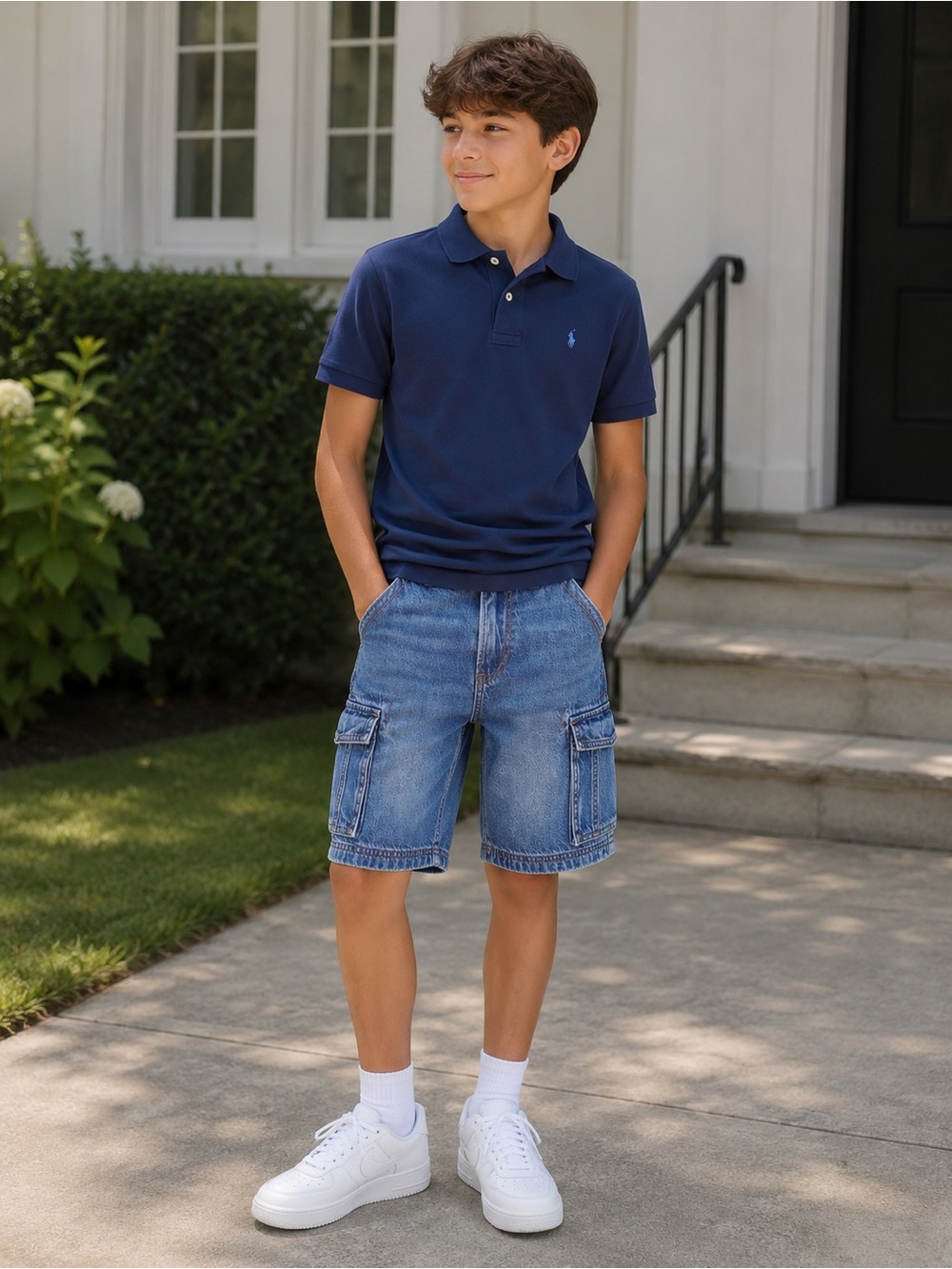 abercrombie Boys Blue Denim Cargo Shorts
